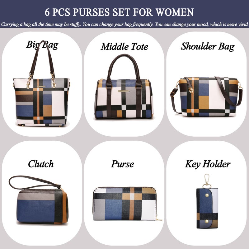 2E-youth Designer Purses and Handbags for Women Satchel Shoulder Bag Tote Top Handle Bag (gezi6-blue) - Image 2